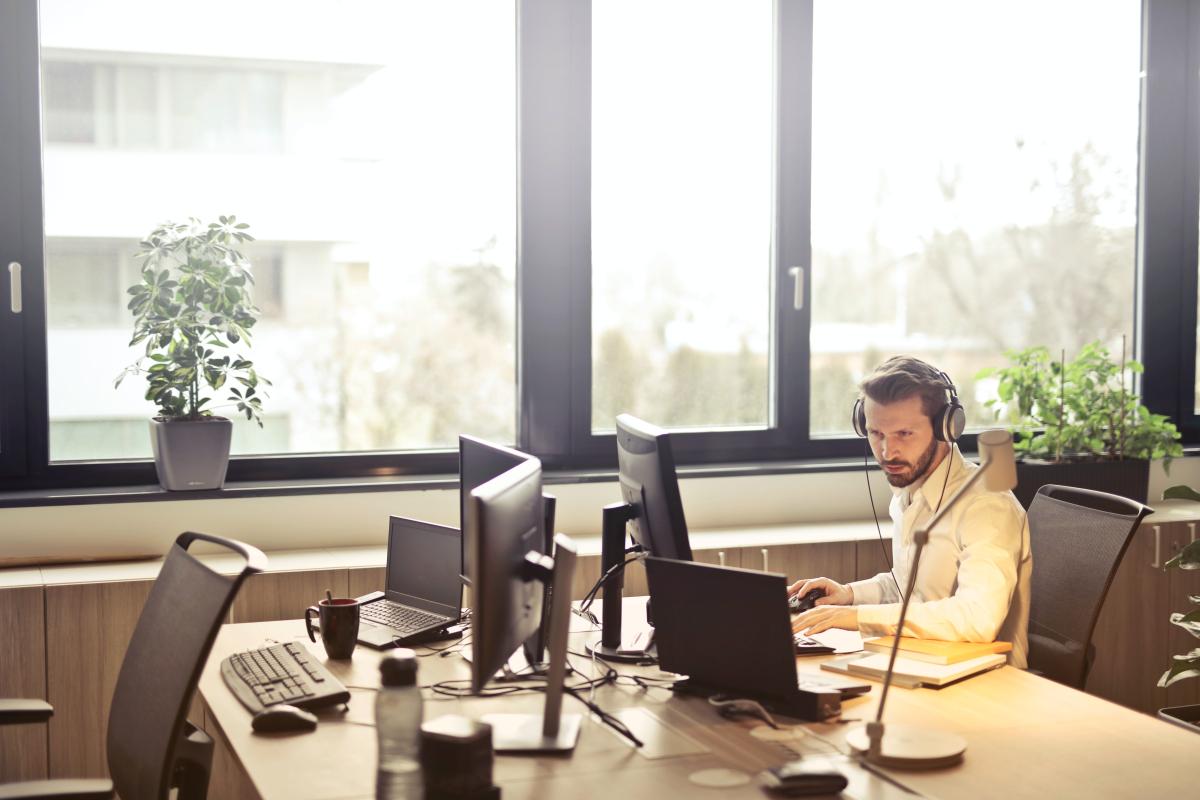 man working in an office